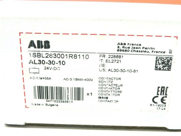 NEW ABB 1SBL283001R8110 CONTACTOR 24VDC AL30-30-10 - Image 4