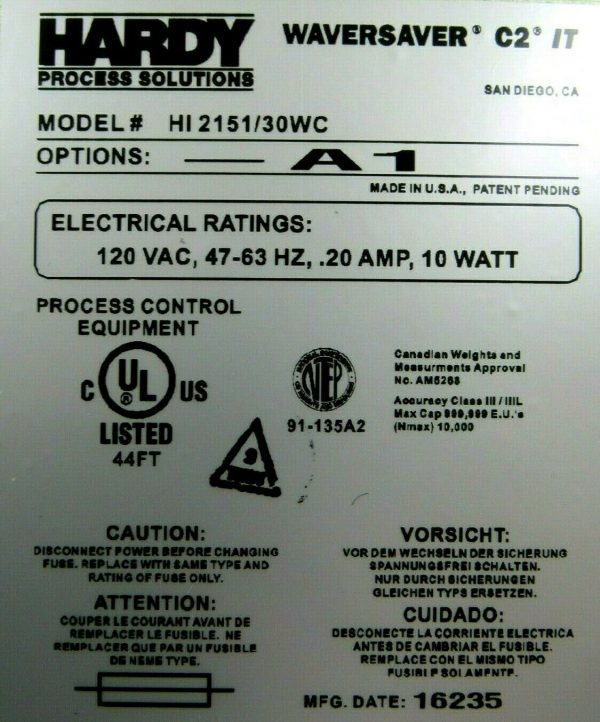 NEW HARDY HI2151/30WC-A1 WEIGHT CONTROLLER HI215130WCA1 - Image 5