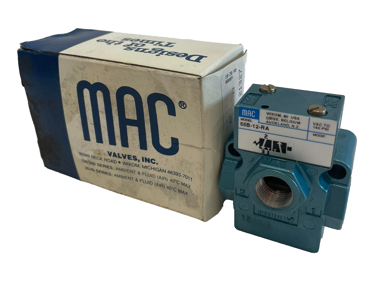 NEW MAC VALVES 55B-12-RA SOLENOID VALVE 55B12RA