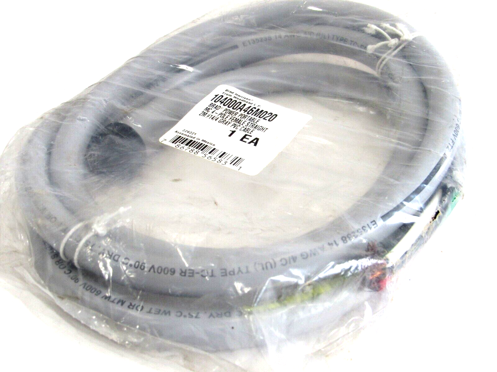 NEW MOLEX WOODHEAD 104000A46M020 GRAY PVC CABLE FEMALE