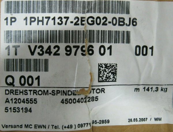 NEW SIEMENS 1PH7137-2EG02-0BJ6 SPINDLE MOTOR 1PH71372EG020BJ6 - Image 7
