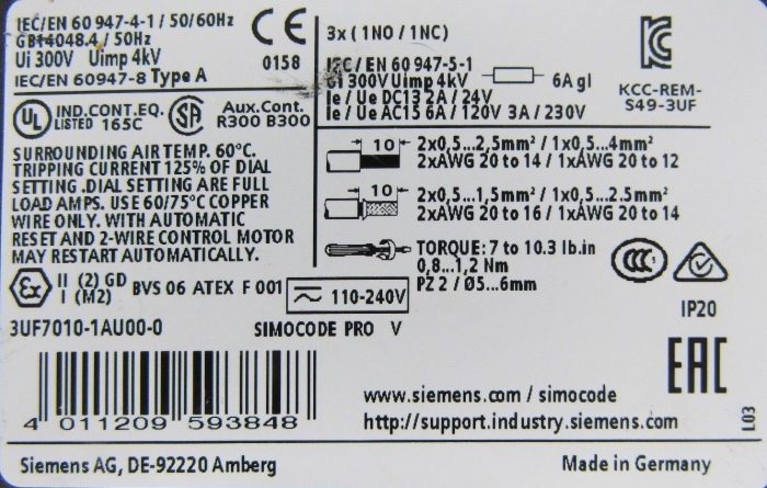 USED SIEMENS 3UF7010-1AU00-0 RELAY MOTOR CONTROL 3UF70101AU000 - Image 5