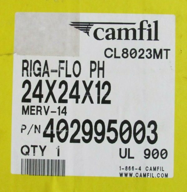 NEW CAMFIL 402995003 RIGA-FLO AIR FILTER 24x24x12 RFCMV14PH-A - Image 5