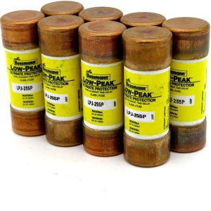 NEW LOT OF 8 BUSSMANN LPJ-25SP LOW PEAK FUSES CLASS J LPJ25SP
