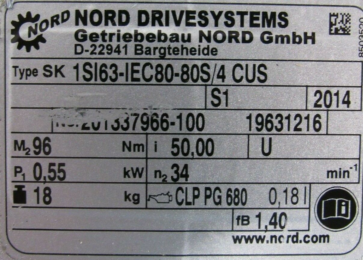NEW NORD SK1SI63-IEC80-80S/4CUS GEAR REDUCER SK80S/4 CUS 230/460V 1" BORE - Image 5