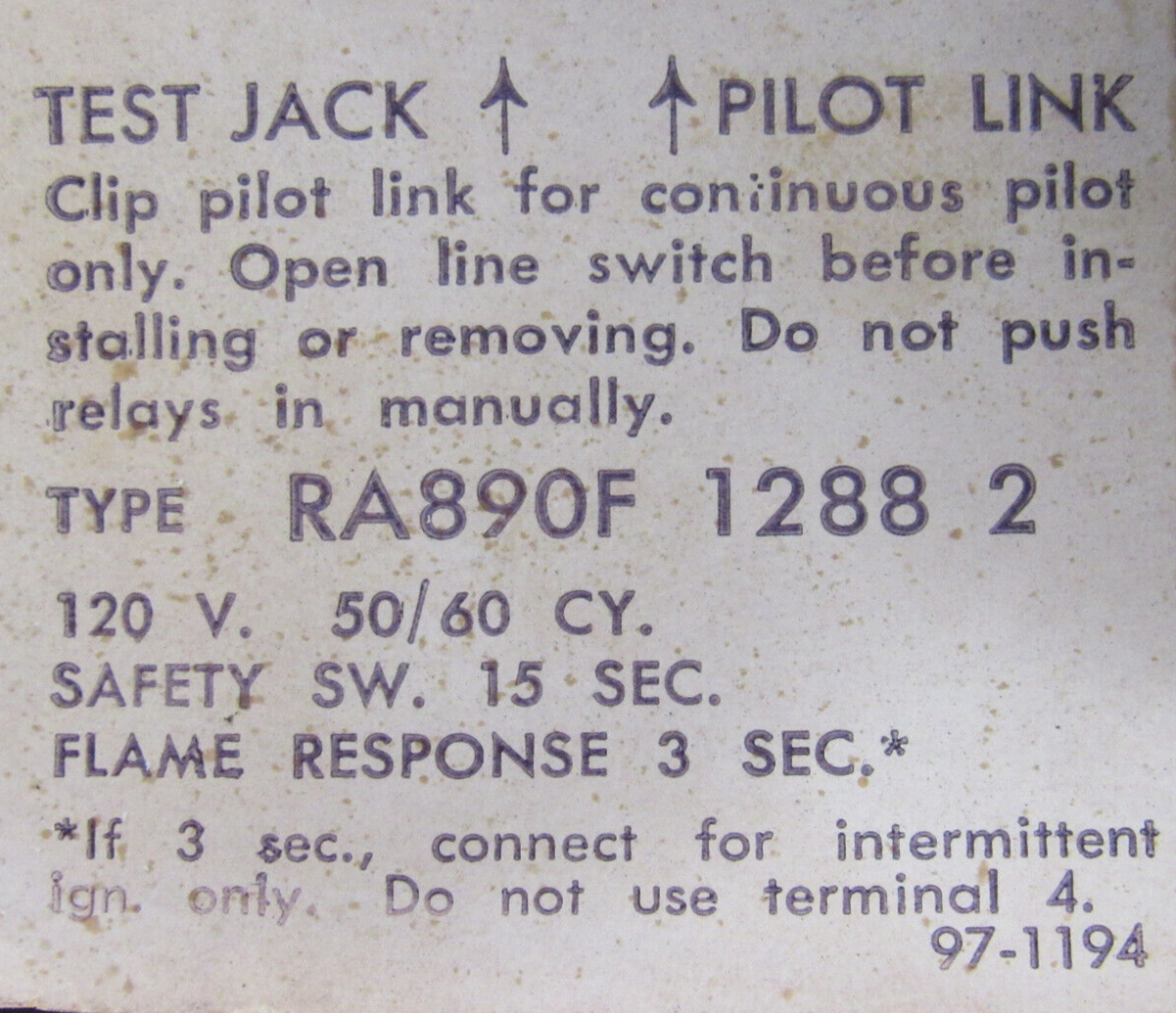 USED HONEYWELL RA890F-1288 BURNER CONTROL RA890F1288 - Image 4