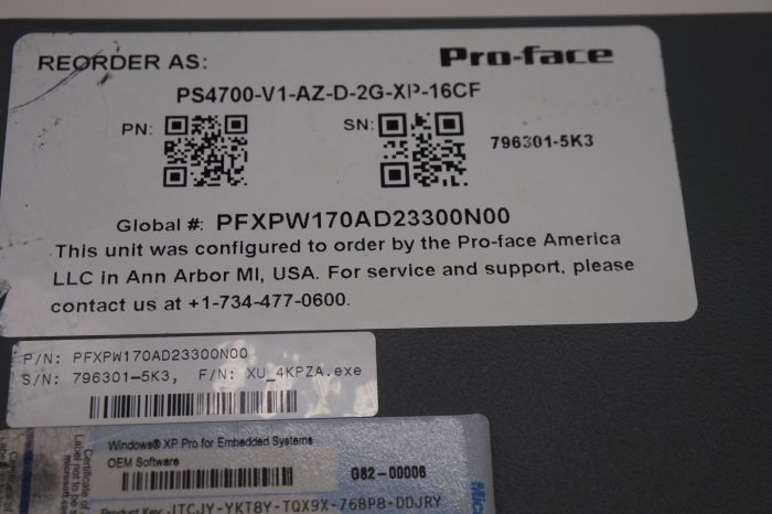 USED PRO FACE PFXPW170AD20N00N00 PS4700-0S-Z510-DC-2G OPERATOR PANEL - Image 4