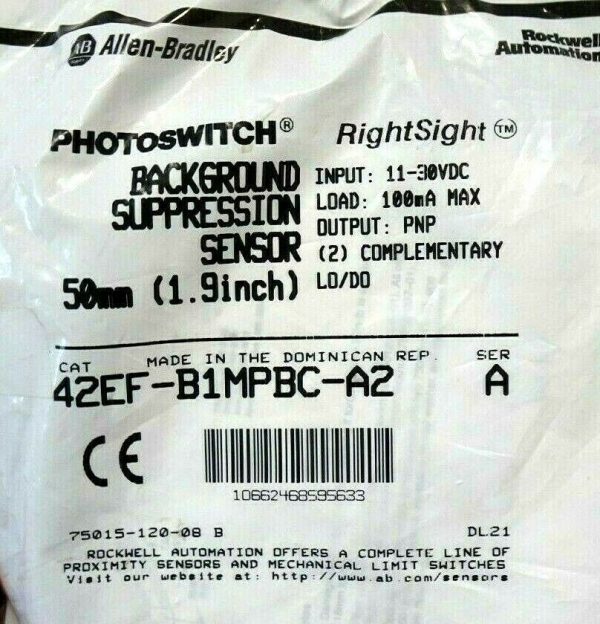 NEW ALLEN BRADLEY 42EF-B1MPBC-A2 SUPPRESSION SENSOR SER.A 42EFB1MPBCA2 - Image 4