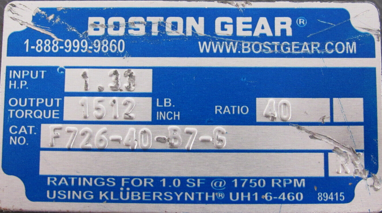 NEW BOSTON GEAR F726-40-B7-G GEAR REDUCER 40:1 F72640B7G - Image 5