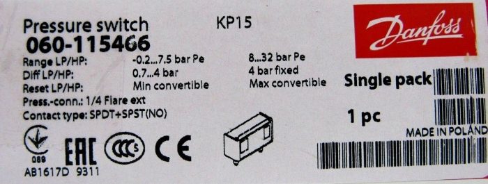 NEW DANFOSS 060-115466 PRESSURE SWITCH 060115466 - Image 4
