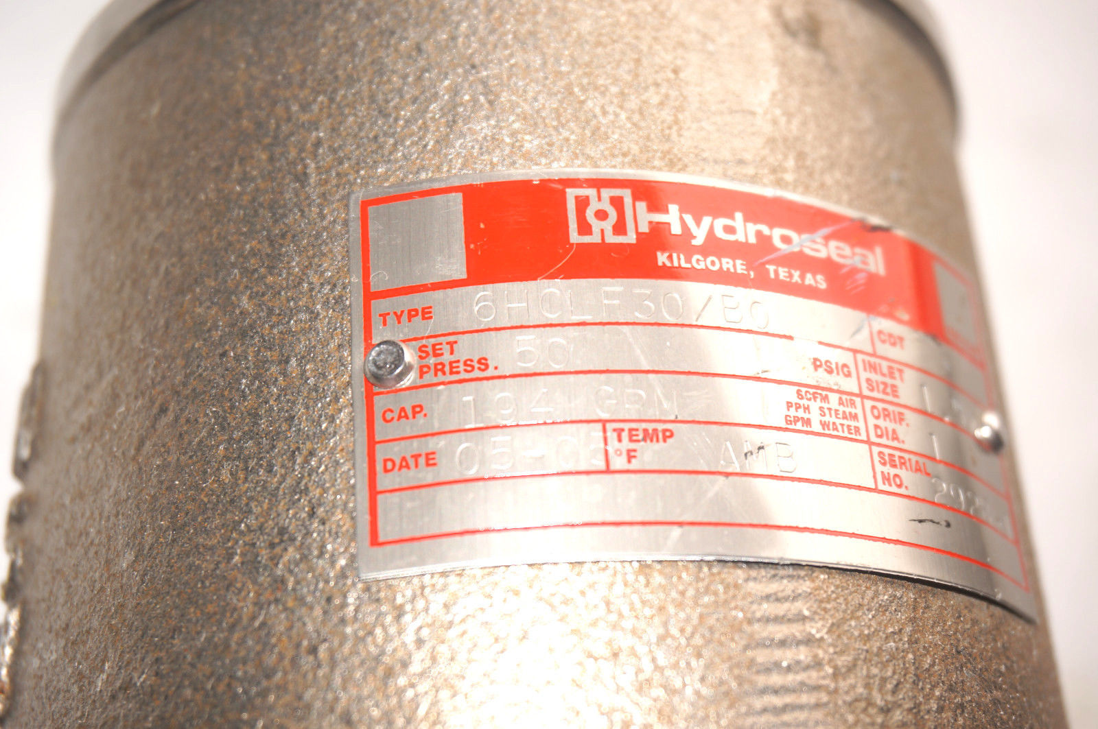 NEW HYDROSEAL 6HCLF30/B0 PRESSURE RELIEF VALVE 6HCLF30B0 SB