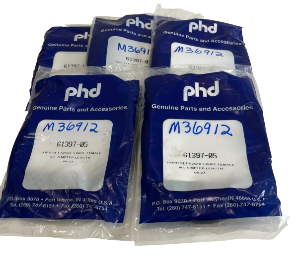 NEW LOT OF 5 PHD 61397-05 3 WIRE FEMALE CORDSET 3 METER LENGTH 6139705 ...