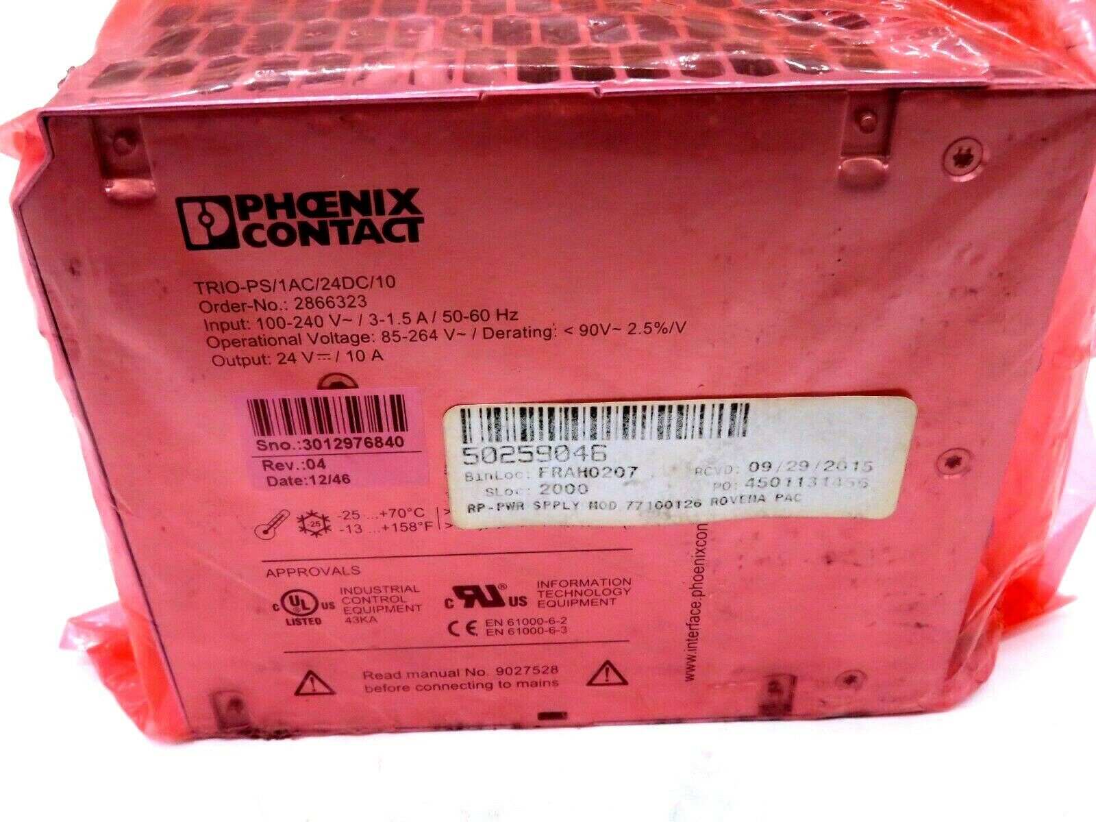 NEW PHOENIX CONTACT TRIO-PS/1AC/24DC/10 POWER SUPPLY 2866323 TRIOPS1AC24DC10 - Image 3