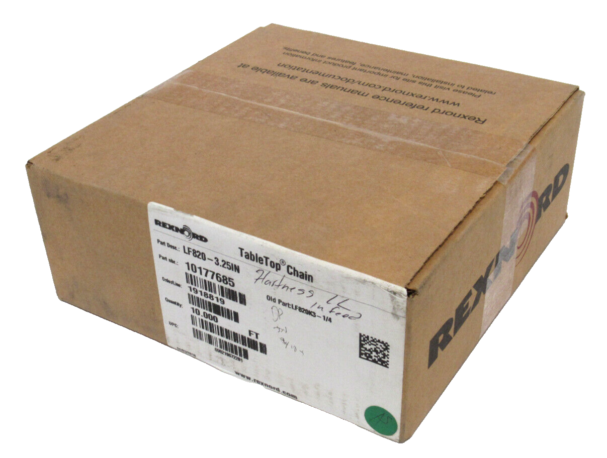 NEW REXNORD 10177685 TABLETOP CONVEYOR CHAIN LF820-3.25IN 10FT