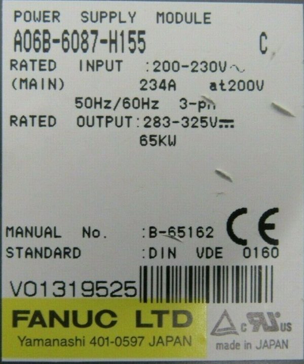 USED FANUC A06B-6087-H155 POWER SUPPLY A06B6087H155 - Image 5