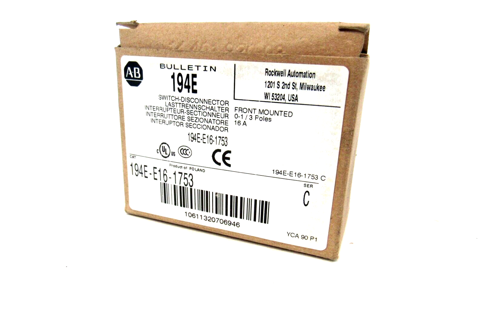 ALLEN BRADLEY 194E-E16-1753 LOAD SWITCH 194EE161753 NEW SURPLUS