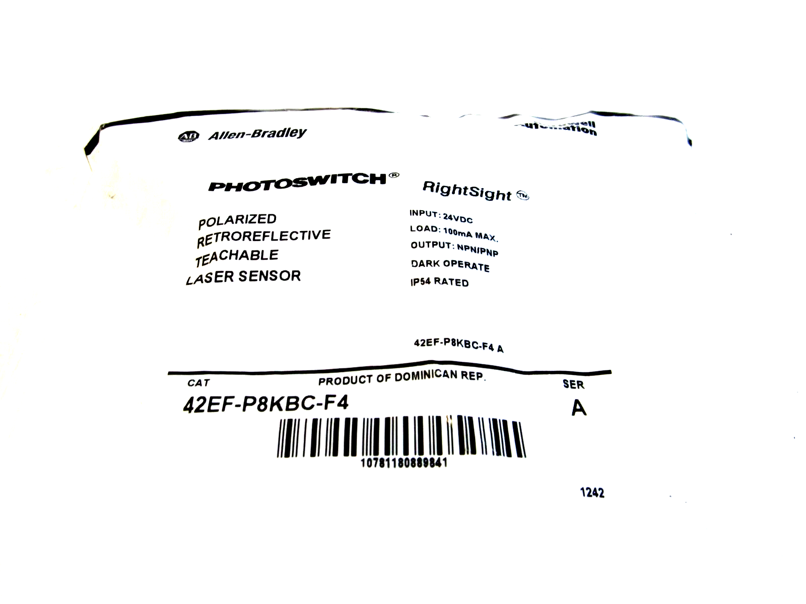 ALLEN BRADLEY 42EF-P8KBC-F4 PHOTOSWITCH 42EFP8KBCF4 NEW, SURPLUS - Image 3