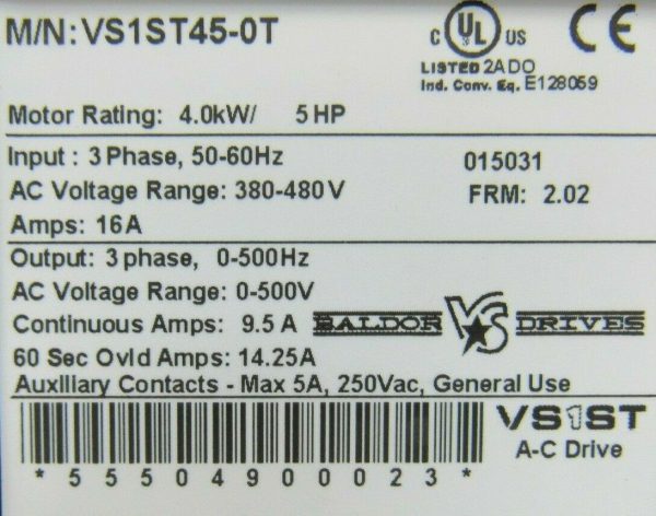 NEW BALDOR VS1ST45-0T DRIVE 5HP 3PH 380-480VAC VS1ST450T - Image 5