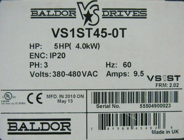 NEW BALDOR VS1ST45-0T DRIVE 5HP 3PH 380-480VAC VS1ST450T - Image 6