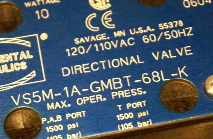 NEW CONTINENTAL HYDRAULICS VS5M-1A-GMBT-68L-K DIRECTIONAL VALVE VS5M1AGMBT68LK - Image 3