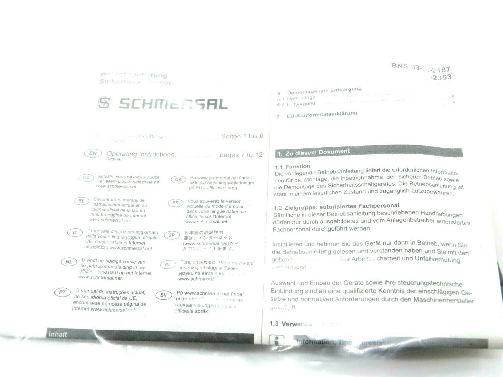 NEW SCHMERSAL BNS33-02Z-ST-2187 SAFETY SENSOR 101173053 BNS3302ZST2187 - Image 4