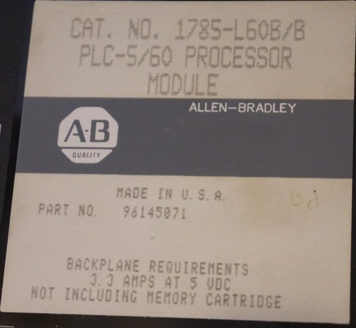 USED ALLEN BRADLEY 1785-L60B/B PLC-5/60 PROCESSOR MODULE 1785L60B - Image 3