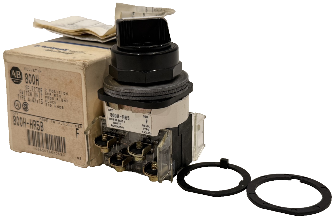 ALLEN BRADLEY 800H-HR5B SER. F 2-POSITION SELECTOR SWITCH 800HHR5B NEW, SURPLUS