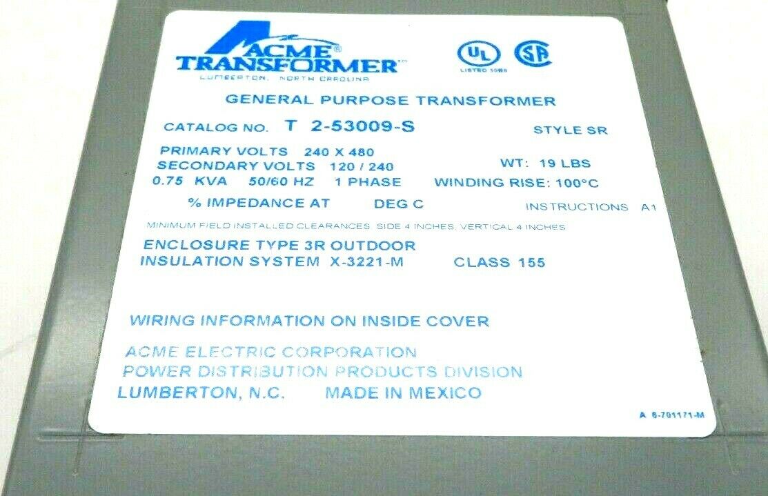 NEW ACME TRANSFORMER T-2-53009-S TRANSFORMER T253009S - Image 3