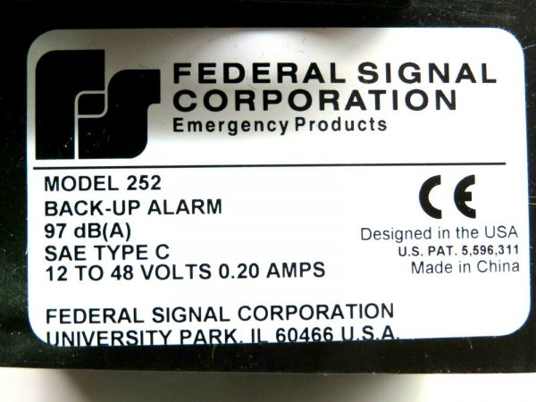 NEW FEDERAL SIGNAL 1N898 BACK-UP ALARM MODEL 252 - Image 3