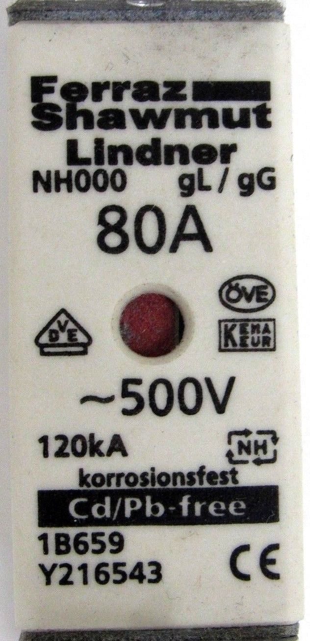 NEW LOT OF 6 FERRAZ SHAWMUT NH000-80A FUSE 80A 500V GL/GG NH00080A - Image 4