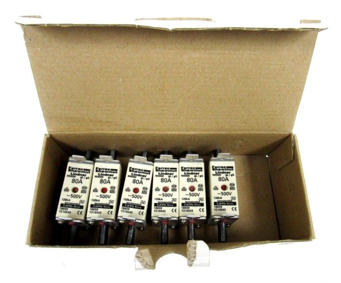 NEW LOT OF 6 FERRAZ SHAWMUT NH000-80A FUSE 80A 500V GL/GG NH00080A - Image 5
