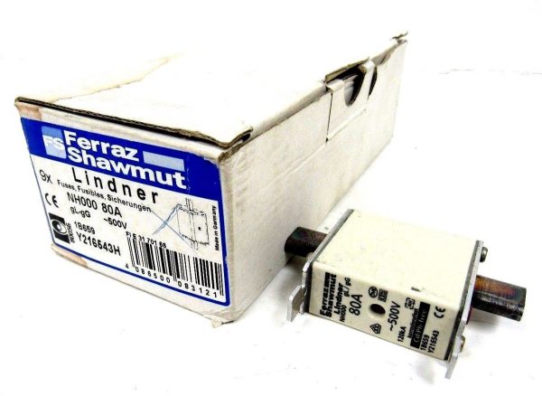 NEW LOT OF 6 FERRAZ SHAWMUT NH000-80A FUSE 80A 500V GL/GG NH00080A