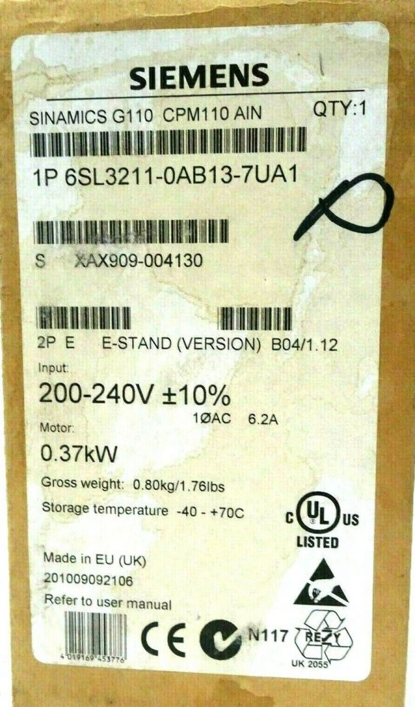 NEW SIEMENS 6SL3211-0AB13-7AU1 AC DRIVE 6SL32110AB137AU1 - Image 4