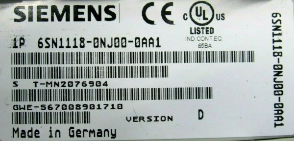 NEW SIEMENS 6SN1123-1AA00-0KA1 SIMODRIVE VER A WITH 6SN1118-0NJ00-0AA1 VER D - Image 8