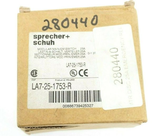 NEW SPRECHER SCHUH LA7-25-1753-R EMERGENCY DISCONNECT SWITCH LA7251753R - Image 3