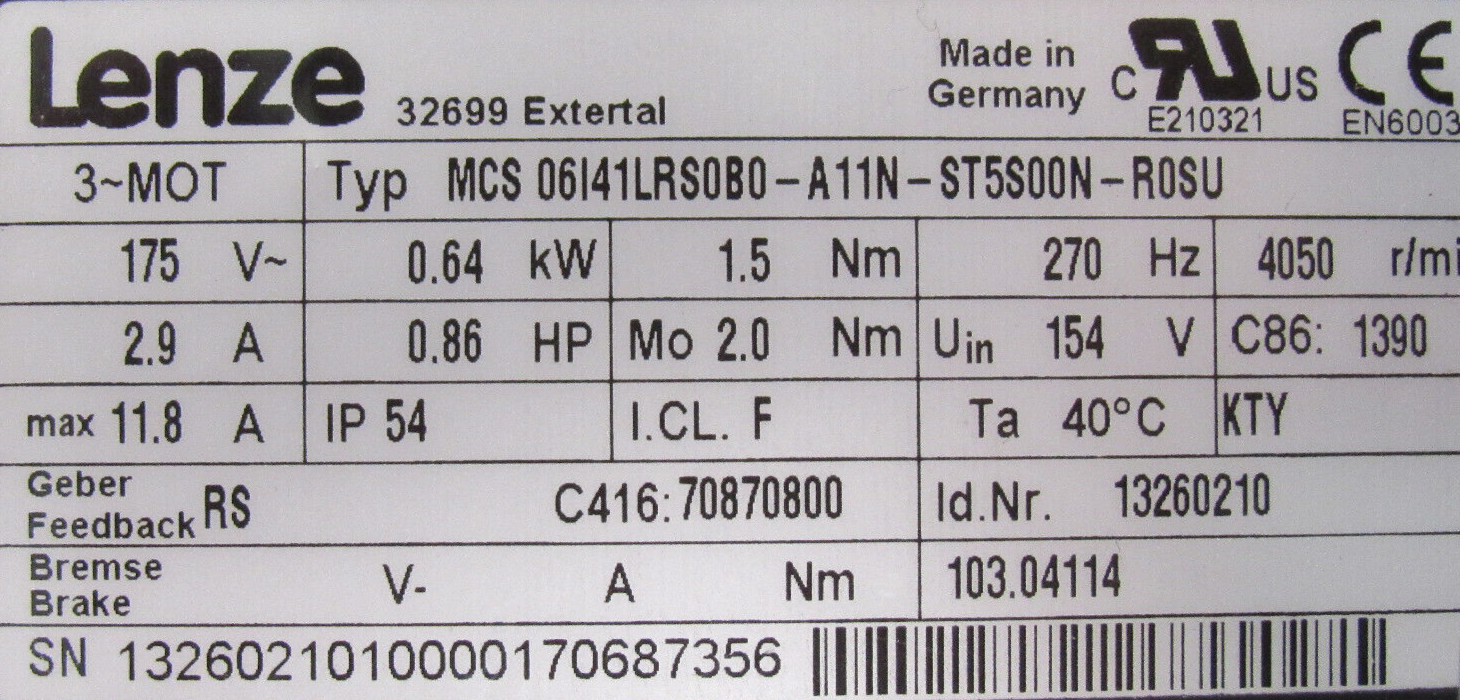 REFURBISHED LENZE MCS06I41LRS0B0-A11N-ST5S00N-R0SU SERVO MOTOR - Image 4