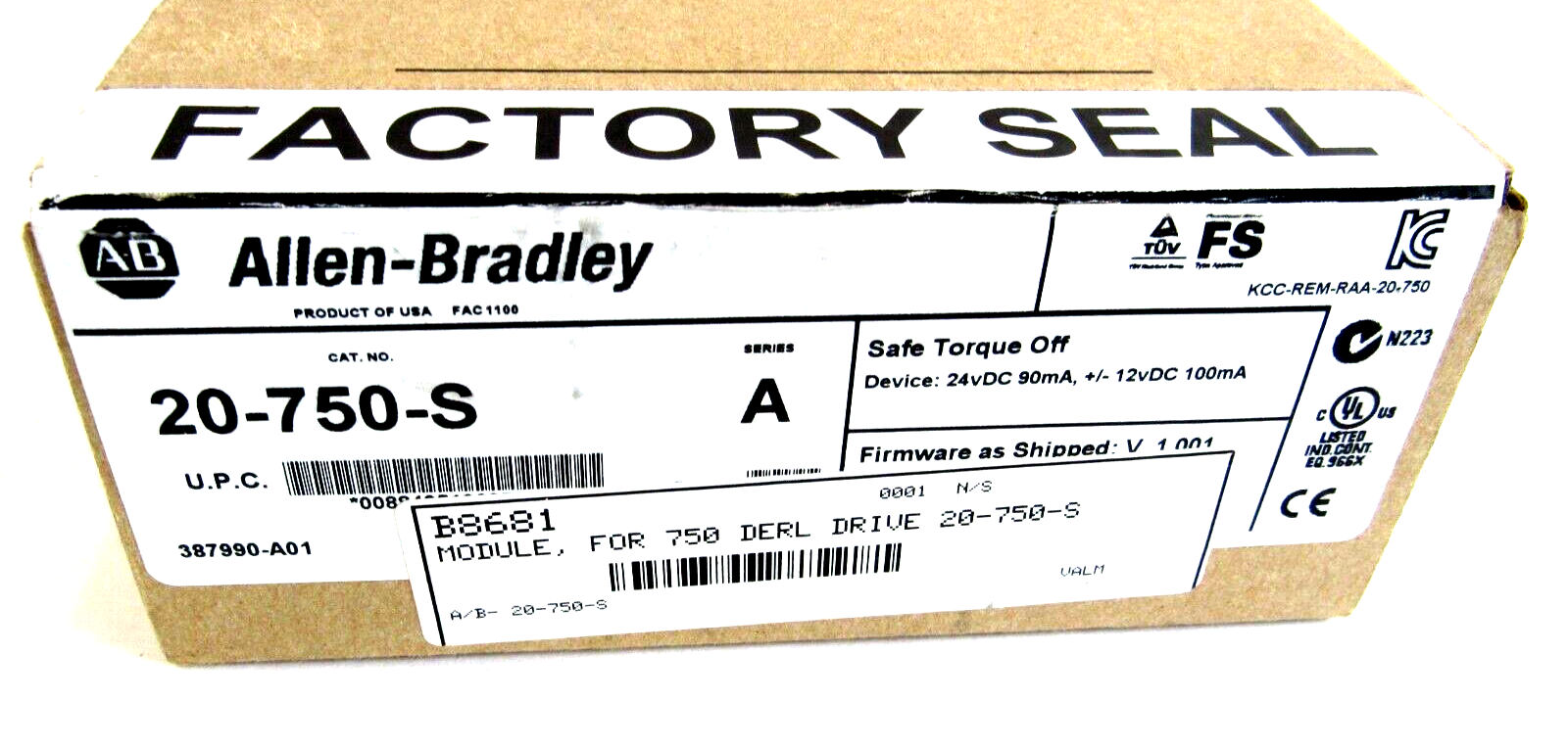 SEALED ALLEN BRADLEY 20-750-S MODULE SAFE TORQUE OFF SERIES A 20750S ...