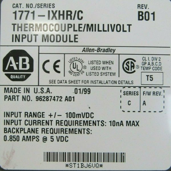 USED ALLEN BRADLEY 1771-IXHR/C INPUT MODULE SER C REV A 1771IXHRC - Image 4