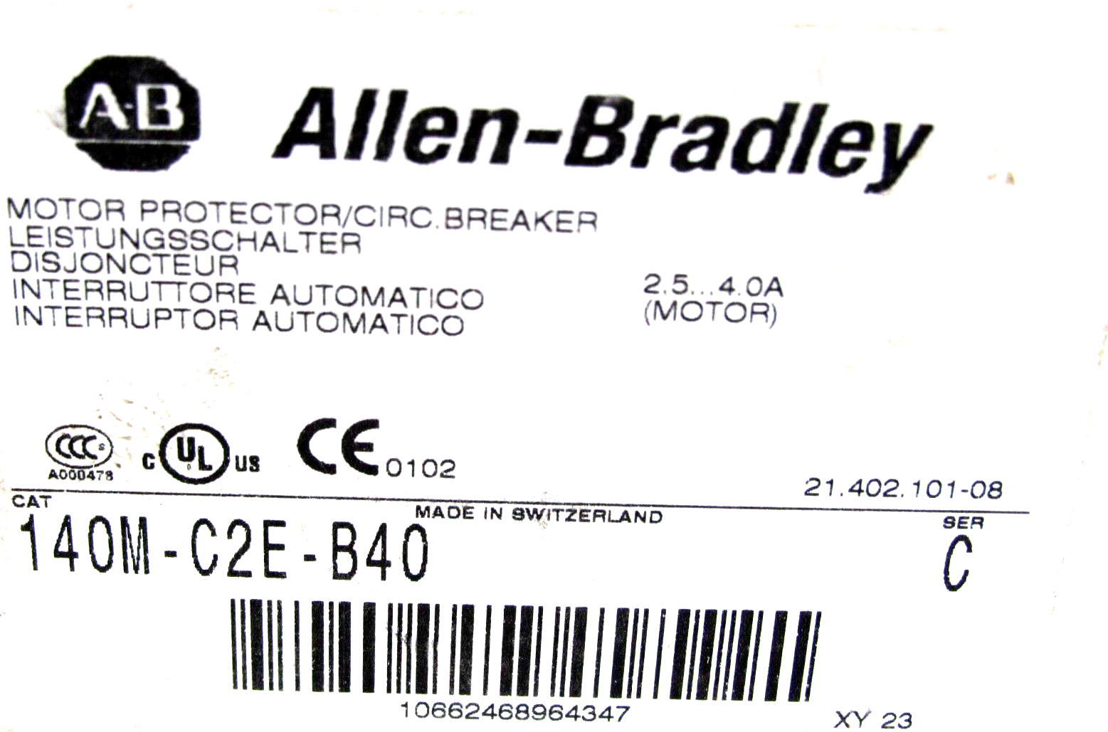 NEW ALLEN BRADLEY 140M-C2E-B40 CIRCUIT BREAKER SERIES C 140MC2EB40 - Image 3