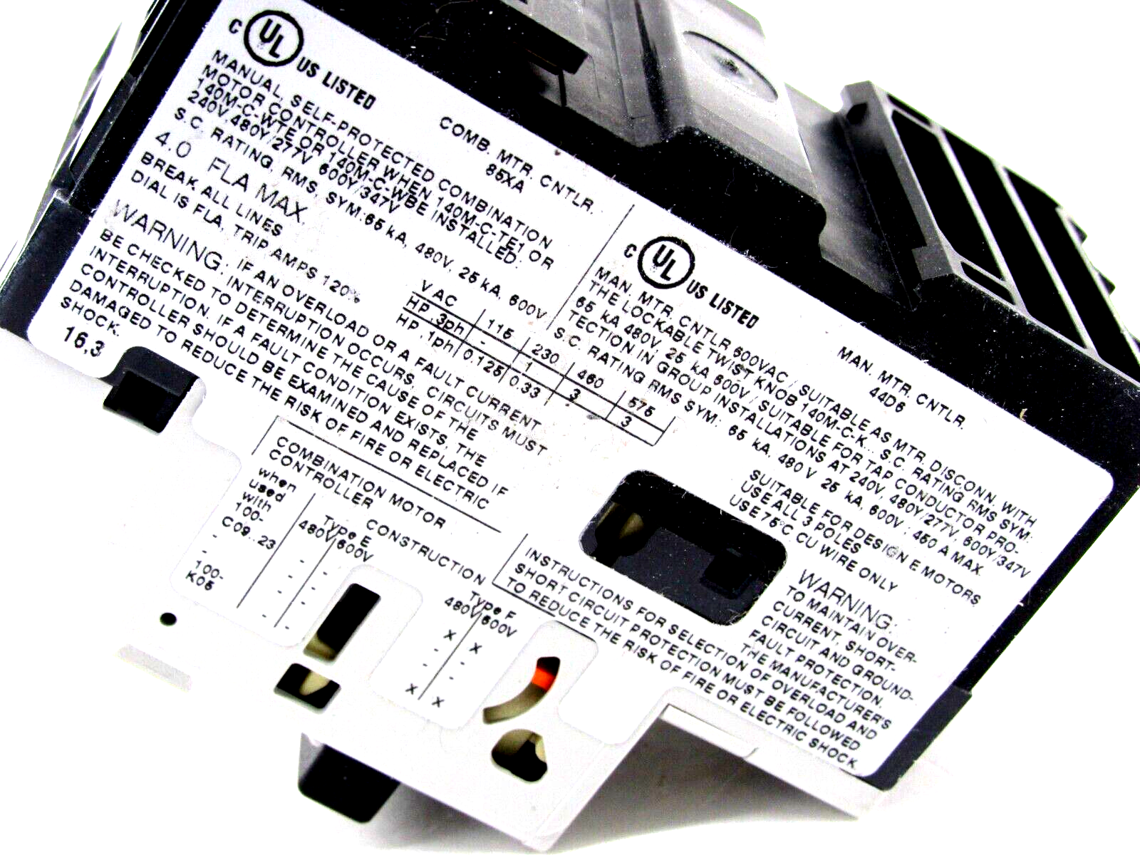NEW ALLEN BRADLEY 140M-C2E-B40 CIRCUIT BREAKER SERIES C 140MC2EB40 - Image 4