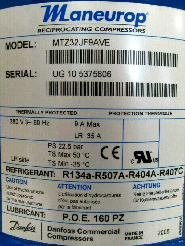 NEW DANFOSS MTZ32-9VI RECIPROCATING COMPRESSOR MTZ329VI MTZ32JF9AVE - Image 4