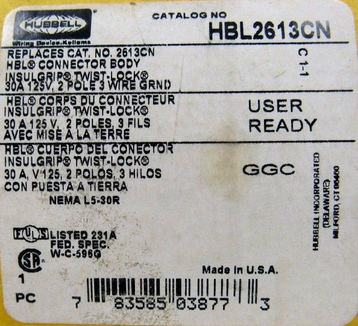 NEW LOT OF 2 HUBBELL HBL2613CN CONNECTOR BODY - Image 3