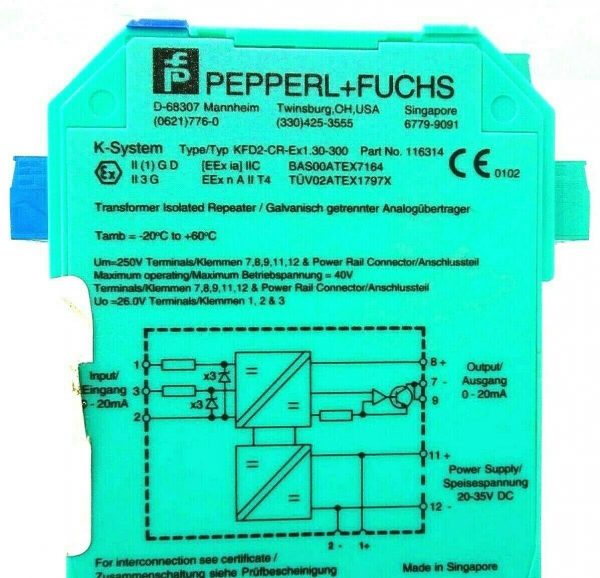 NEW PEPPERL & FUCH KFD2-CR-EX1.30-300 TRANSFORMER ISOLATED REPEATER 116314 - Image 3