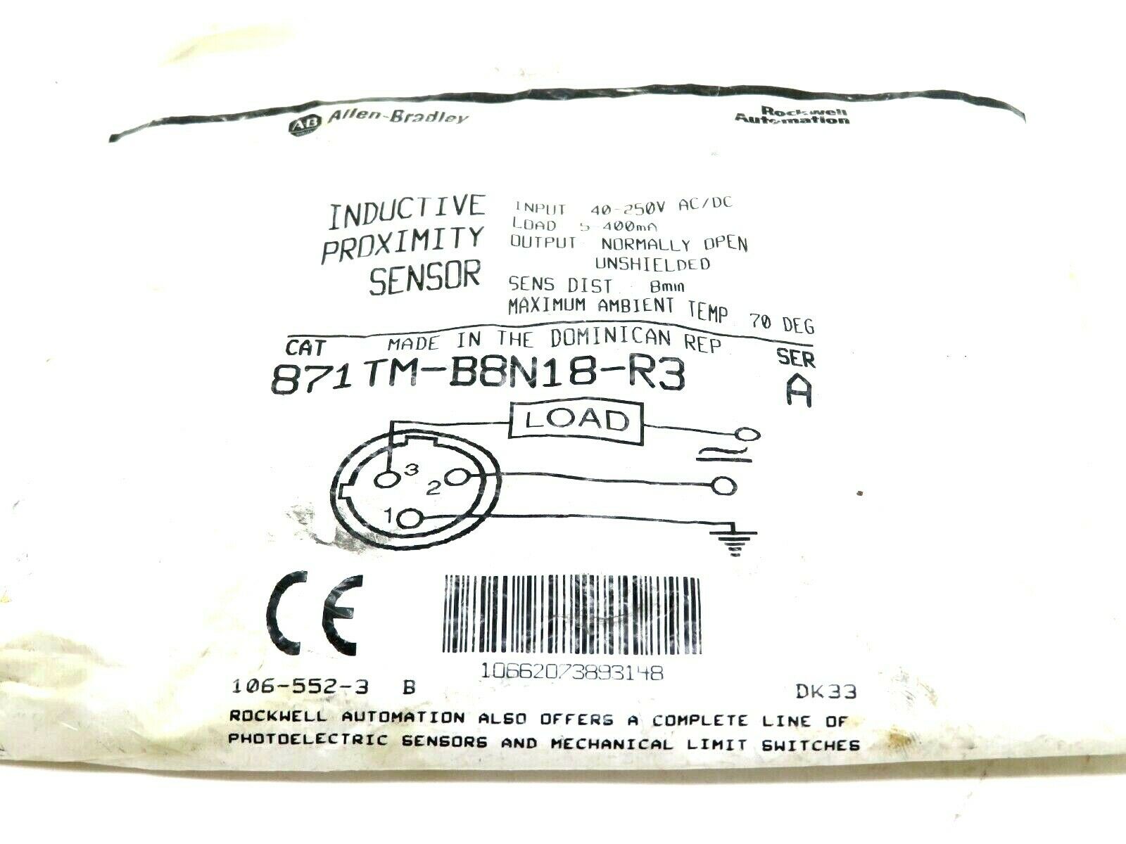 NEW SEALED ALLEN BRADLEY 871TM-B8N18-R3PROXIMITY SENSOR 871TMB8N18R3 - Image 3
