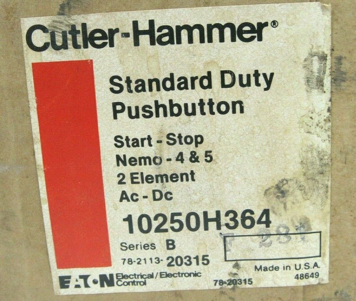 NEW SEALED CUTLER HAMMER 10250H364 STANDARD DUTY PUSHBUTTON STATION - Image 3