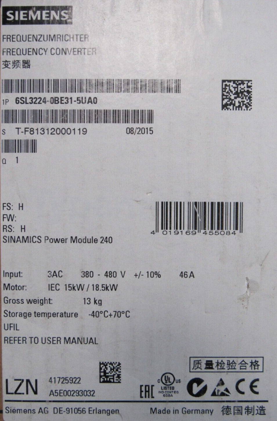NEW SIEMENS 6SL3224-0BE31-5UA0 POWER MODULE 240 6SL32240BE315UA0 - Image 6