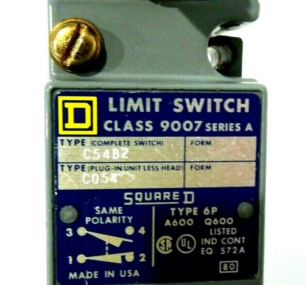 NEW SQUARE D 9007-C54B2 LIMIT SWITCH SER.A TYPE C054 9007C54B2 - Image 3