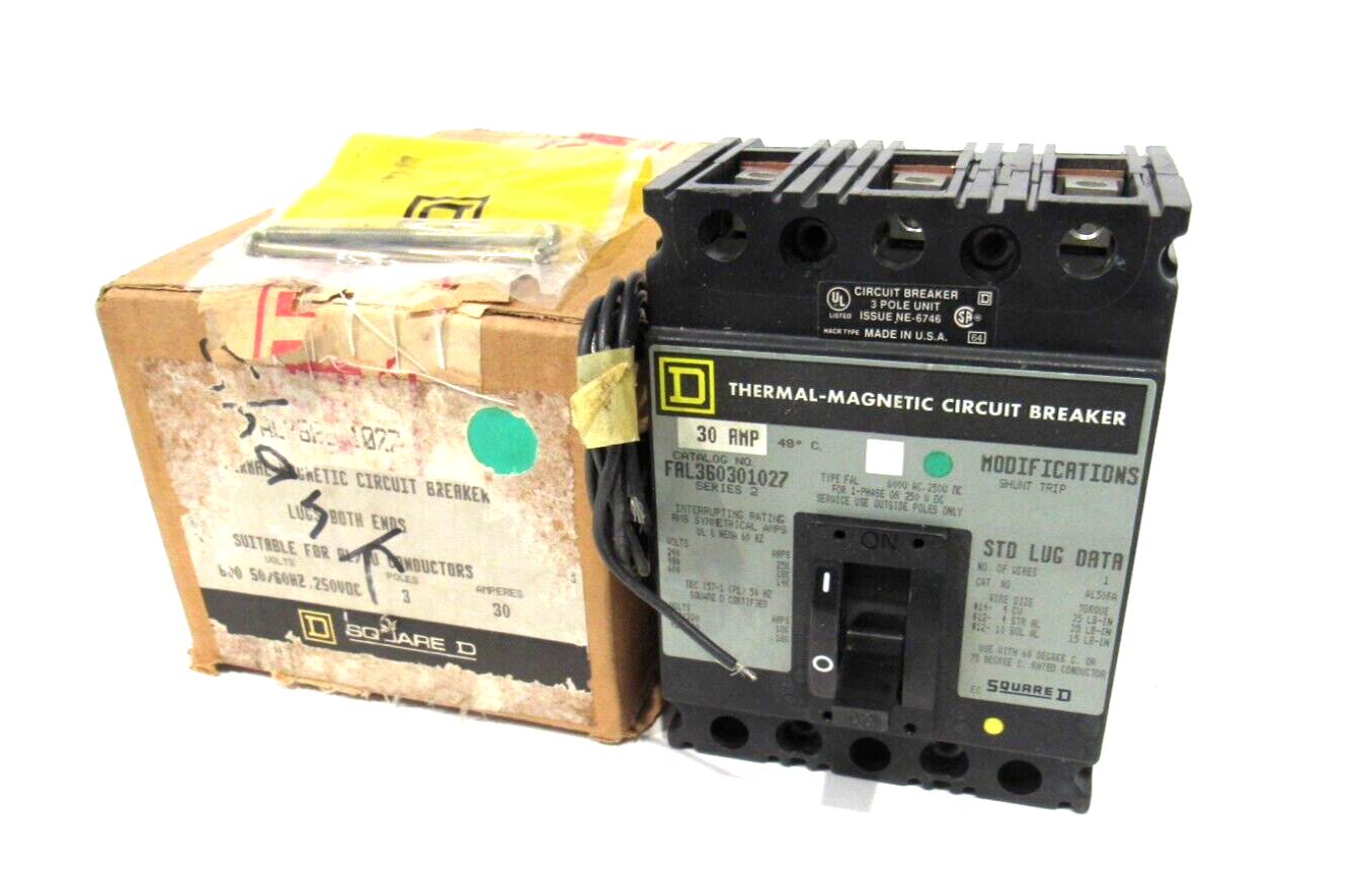 NEW SQUARE D FAL360301027 CIRCUIT BREAKER 3 POLE 30A