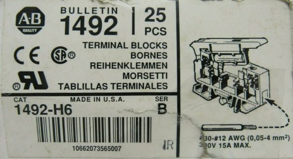 NEW BOX OF 25EA ALLEN BRADLEY 1492-H6 TERMINAL BLOCKS SER B 1492H6 - Image 4