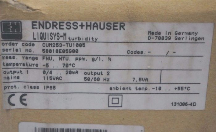 NEW ENDRESS & HAUSER CUM253-TU1005 TURBIDITY CONTROLLER LIQUISYS-M - Image 3